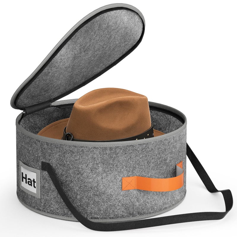 SLEEPING LAMB Cowboy Hat Box for Travel and Storage Collapsible Cap Organizer Case with Handles Shoulder Strap for Men Carry Cap Bag Soft and Large Hat Box for Women Storage for Closet Grey - Image 2