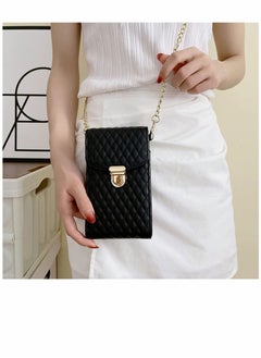 SYOSI Cell Phone Bag Women Crossbody Small Shoulder Handbags Luxury Quilted Wallet Purse Soft Vegan PU Leather Case Ladies Dating Bag with Gold Chain Strap (Black)  - Image 5