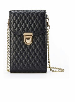 SYOSI Cell Phone Bag Women Crossbody Small Shoulder Handbags Luxury Quilted Wallet Purse Soft Vegan PU Leather Case Ladies Dating Bag with Gold Chain Strap (Black)  - Image 1