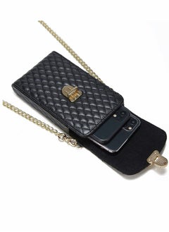 SYOSI Cell Phone Bag Women Crossbody Small Shoulder Handbags Luxury Quilted Wallet Purse Soft Vegan PU Leather Case Ladies Dating Bag with Gold Chain Strap (Black)  - Image 4