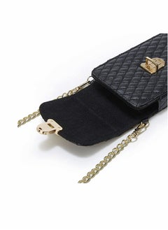 SYOSI Cell Phone Bag Women Crossbody Small Shoulder Handbags Luxury Quilted Wallet Purse Soft Vegan PU Leather Case Ladies Dating Bag with Gold Chain Strap (Black)  - Image 3