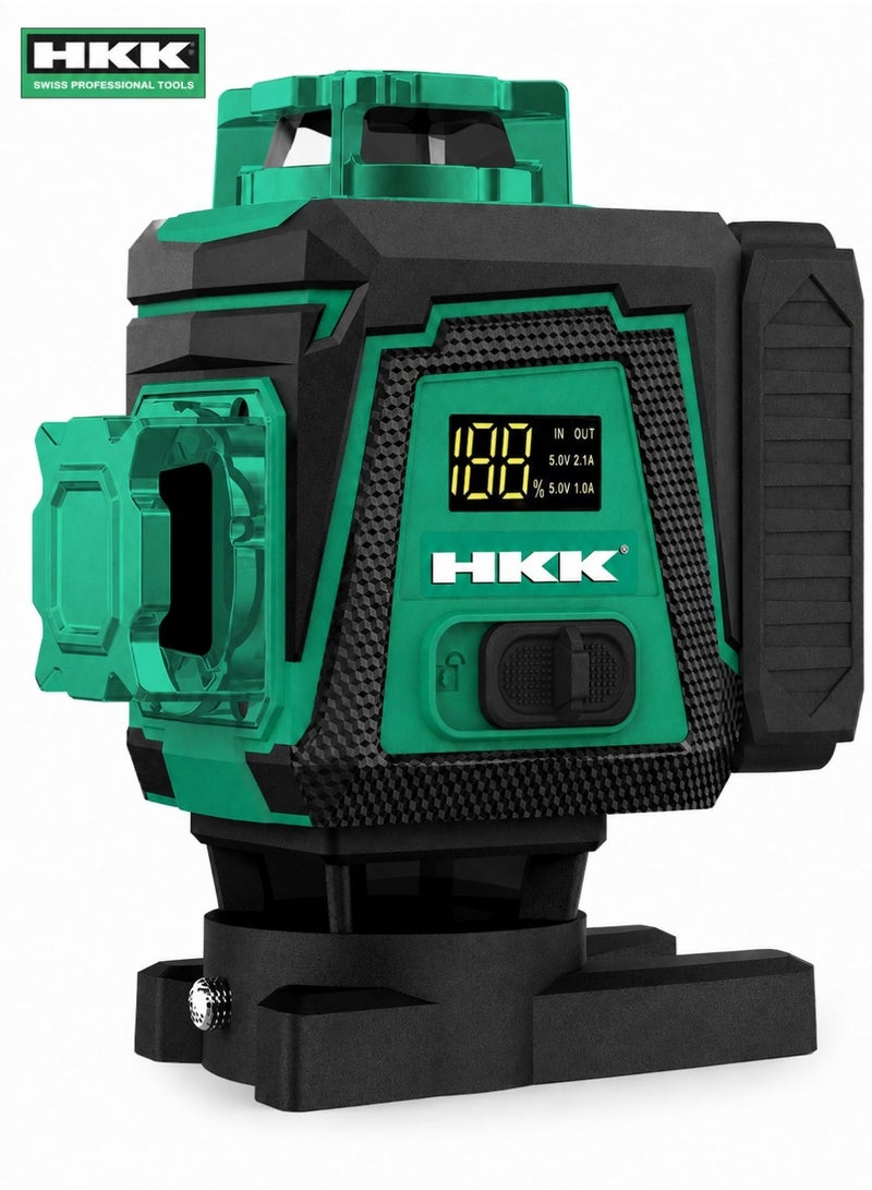HKK 16-Line Laser Level 515nm Green Beam, ±1mm/7m High Accuracy, Self-Leveling ±3°, IP54 Dust & Water Resistant, 4500mAh Rechargeable Battery, Remote Control & 1/4 Inch Mount - Image 2