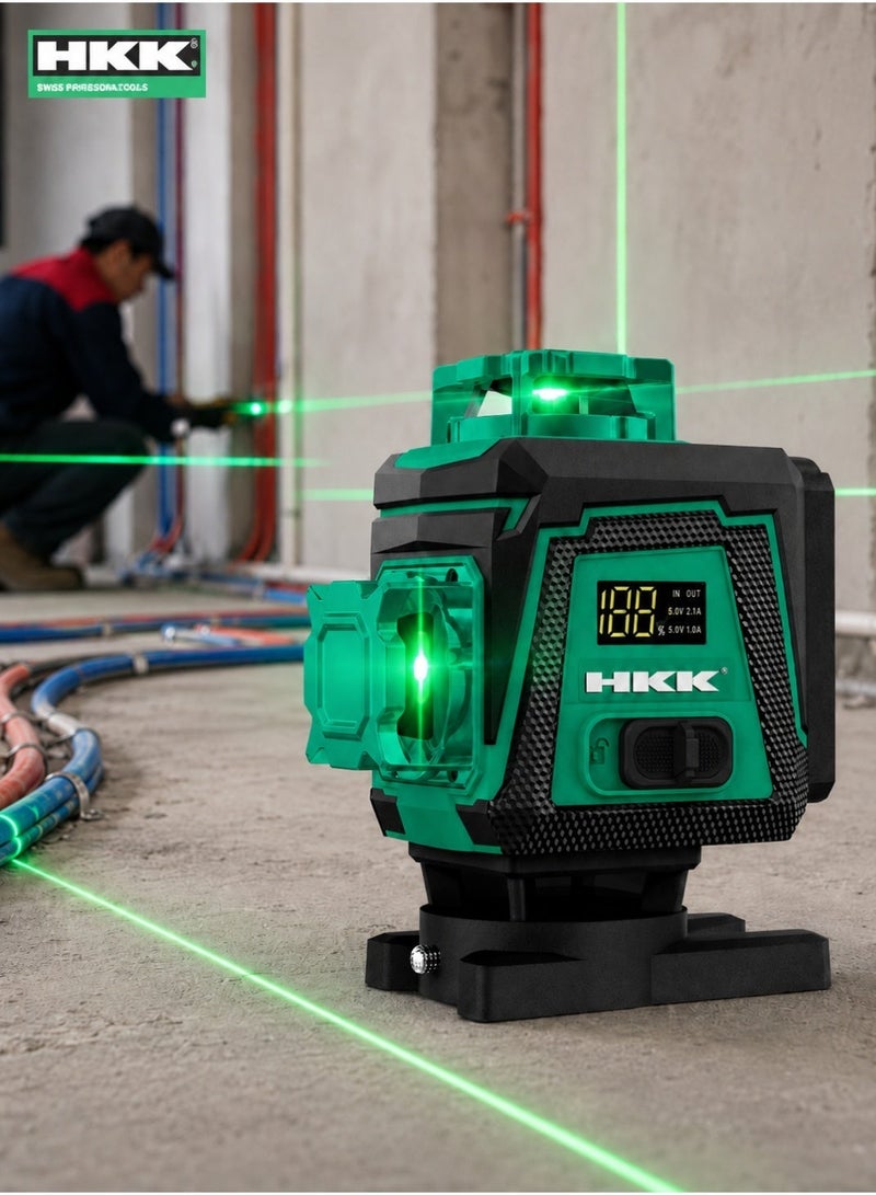 HKK 16-Line Laser Level 515nm Green Beam, ±1mm/7m High Accuracy, Self-Leveling ±3°, IP54 Dust & Water Resistant, 4500mAh Rechargeable Battery, Remote Control & 1/4 Inch Mount - Image 4