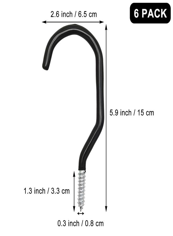 Scartink 6PCS Black Heavy Duty Bike Storage Hooks Bicycle Wall Mounted Hooks Large Screw Hooks for Wall,Ceiling - Image 3