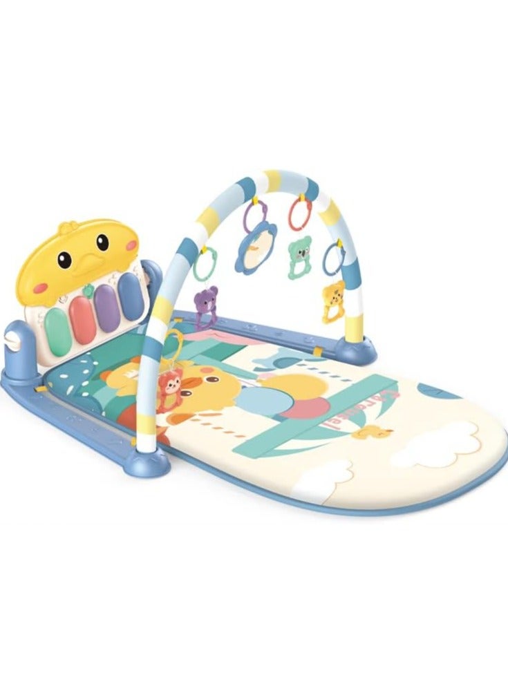 Baby Play Mat Kick Piano Tummy Time Mat with 5 Baby Sensory Activity Toys, Gifts for Newborn Boys Girls with Music and Lights for 0-12 Months, Blue  - Image 1