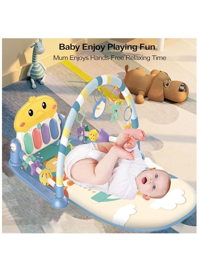 Baby Play Mat Kick Piano Tummy Time Mat with 5 Baby Sensory Activity Toys, Gifts for Newborn Boys Girls with Music and Lights for 0-12 Months, Blue  - Image 3