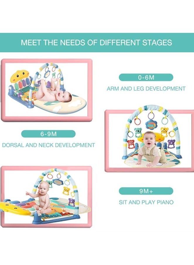 Baby Play Mat Kick Piano Tummy Time Mat with 5 Baby Sensory Activity Toys, Gifts for Newborn Boys Girls with Music and Lights for 0-12 Months, Blue  - Image 4