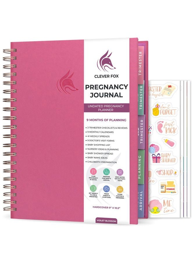 Clever Fox Pregnancy Journal & Memory Book - Pregnancy Planner & Notebook for Expecting Moms – Baby Keepsake, First Time Moms Gift (Violet Blossom, 9" x 10.5") - Image 1
