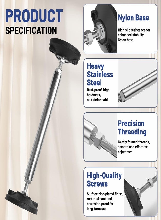 Qivine 2Pcs Telescopic Support Pole, Adjustable 11'' - 20'' Length Support Pole Rod, Stainless Steel Cabinet Jack Supports System with Up to 660 Lbs Rust-resistance for Cabinet Sofa Sink - Image 4