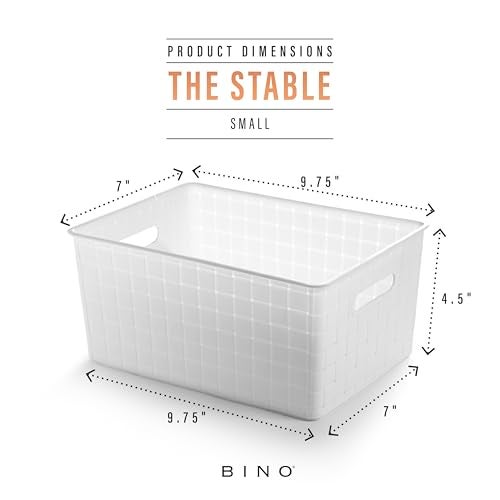 BINO | Plastic Storage Baskets Small - White | THE STABLE COLLECTION | Multi-Use Storage | Rectangular Cabinet Organizer | Baskets For Organizing with Handles | Home Office Organization and Storage - Image 2