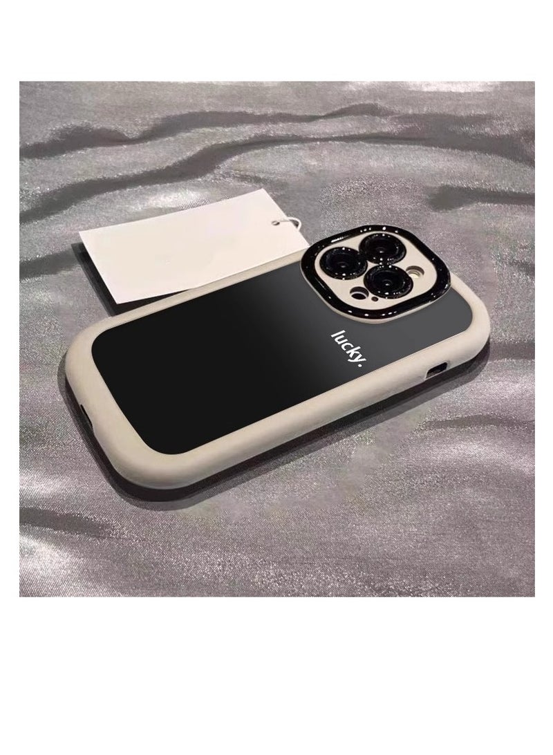 NIBEMINENT Minimal Gradient Protective TPU Case Cover For iPhone 16 Pro Max, White/Advanced Gradient Lucky