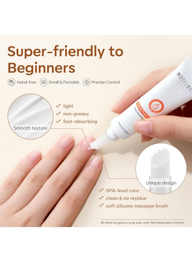 modelones كريم كوتيكل مرطب للغاية زيت كوتيكل للعناية بالأظافر زيت جوجوبا العضوي سيروم فيتامين E علاج ترطيب عميق لإصلاح الكوتيكل غير دهني يهدئ ويصلح الكوتيكل الجاف والمتشقق 15 مل - Image 3