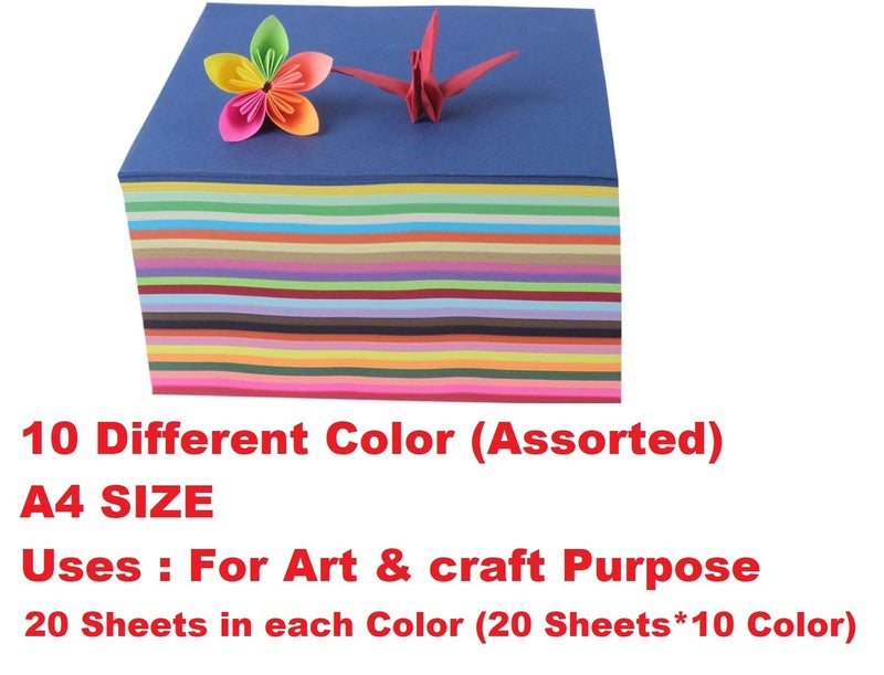 OFIXO 200 pcs Color Sheets Copy Printing Papers A4 Sheets Square Double Sided Colored Origami Folding Lucky Wish Paper DIY Craft - Image 2