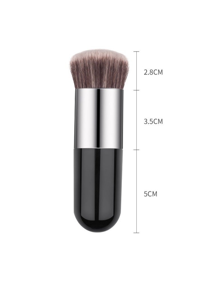 AROAQ Liquid Blending Brush, 1pc Plump Black Silver Soft Bristles Makeup Brush, Portable Fat Little Traceless Foundation Brush, Durable Face Makeup Travel Brush, (Black Handle Silver Tube-little Fatty) - Image 4