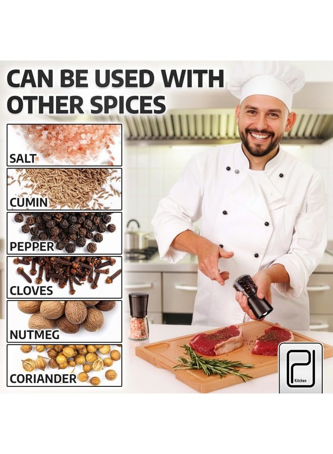 PJCKitchen Premium Salt and Pepper Grinder Set w/Bamboo Holder - 5 oz, Black Bronze Stainless Steel - S&P Spice Shakers - Refillable & Adjustable Coarseness Hand Mill for Spices & Seasonings - by PJC-Kitchen - Image 4