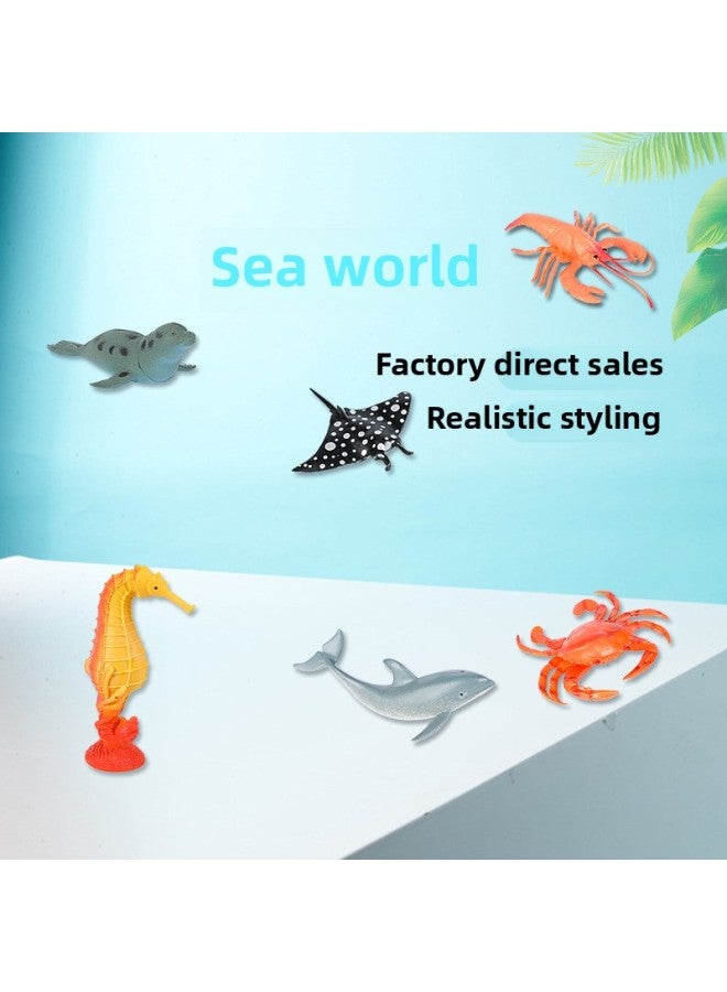 Children's Sea Animal World Seal Model Hippocampus Crab Science And Education Cognitive Ornaments Simulation Crab Dolphin Toy-Color:Ocean - Image 3