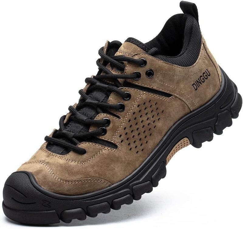 Dinggu Steel Toe Shoes for Men, Safety Mens Work Shoes Comfortable Indestructible Construction Shoes Leather - Image 1