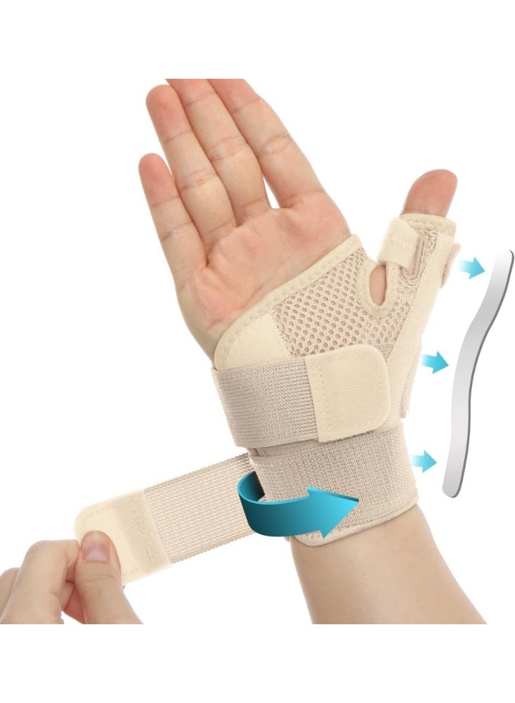 جبيرة إبهام للرجال والنساء، دعامة إبهام لعلاج التهاب الأوتار، إصابات مفصل الرسغ المتكررة، تخفيف آلام الإبهام، دعامة إبهام لليد اليمنى واليسرى - مقاس موحد، بيج - Image 1