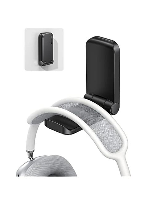 Adhesive Headphone Hanger Hook, Under Desk Headset Stand Holder, Earphone Clamp for Airpods Max, HyperX, Sennheiser - Black Stand Hook