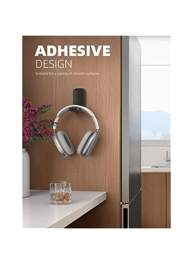 Adhesive Headphone Hanger Hook, Under Desk Headset Stand Holder, Earphone Clamp for Airpods Max, HyperX, Sennheiser - Black Stand Hook