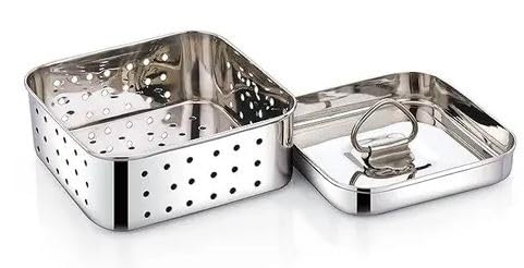 S Cart S Cart Stainless Steel Square Shape Indian PaneerTofu Press Mould Maker Silver Square Design 300 ML Size 11x11x4 Cm  - Image 3
