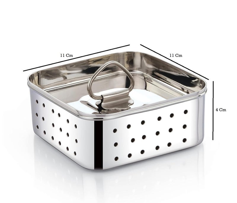 S Cart S Cart Stainless Steel Square Shape Indian PaneerTofu Press Mould Maker Silver Square Design 300 ML Size 11x11x4 Cm  - Image 4