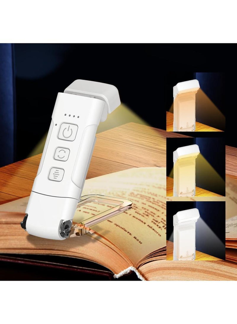  طائرة ورقية مصباح قراءة بجانب السرير قابل لإعادة الشحن عن طريق USB، مصباح قراءة الكتب مع مشبك، 3 ألوان كهرمانية و5 سطوع قابل للتعديل، صغير الحجم ومريح، يحمي عينيك، مناسب للأطفال ومحبي الكتب (أبيض) - Image 1