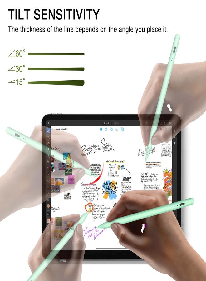 HATOKU Pen for ipad 2018-2023, Quick Charging Pencil 2nd Generation with Tilt & Palm Rejection, Pen for ipad Compatible with ipad Air 3/4/5, ipad Mini 5/6, ipad 6-10 Gen, ipad Pro 11/12.9" (Green) - Image 5