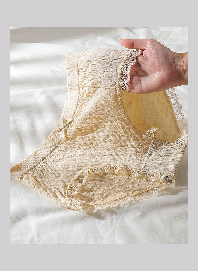 Loquat Breathable Lace Seamless Briefs Beige - Image 3