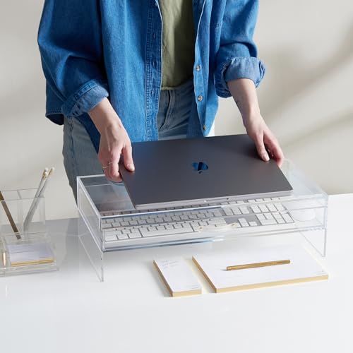 russell+hazel Acrylic Monitor Stand with Drawer, 20” x 10” x 5.25”, Desktop Organization, Clear, Hold up to 10 lbs., 98149 - Image 5