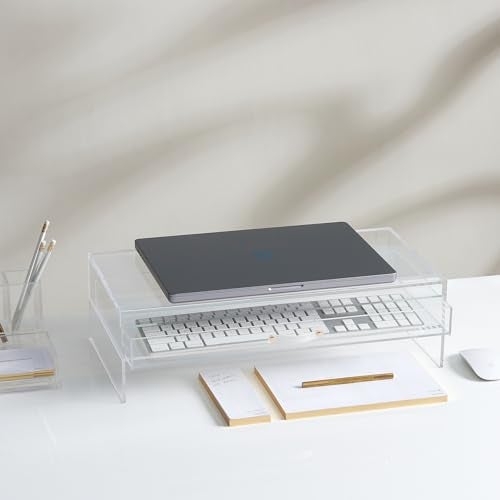 russell+hazel Acrylic Monitor Stand with Drawer, 20” x 10” x 5.25”, Desktop Organization, Clear, Hold up to 10 lbs., 98149 - Image 1