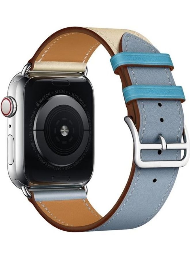 نيبمينينت سوار ساعة يد بحلقة واحدة من الجلد بلونين لساعة أبل سيريس 1/2/3 مقاس 42 مم متعدد الألوان - Image 3