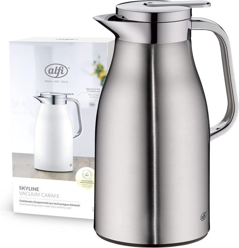 Alfi Thermos Flask, Plastic Glass, Matte Stainless Steel, 1 Litre - Image 1