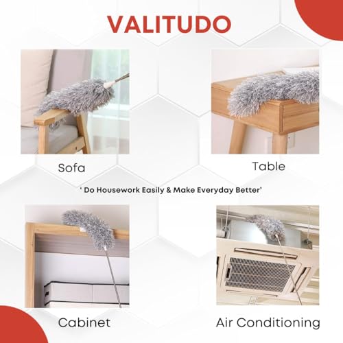 VALITUDO® Microfiber Long Feather Duster- Bendable & Detachable Fan Cleaning Duster with 100 inches Expandable Pole Handle, Washable, Stainless Steel Handle for Ceiling, Wall, Window Blinds, Furniture - Image 5