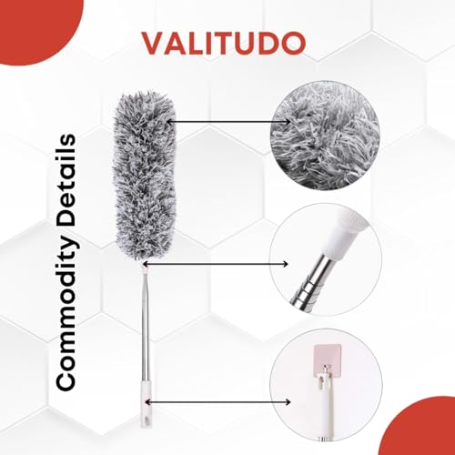 VALITUDO® Microfiber Long Feather Duster- Bendable & Detachable Fan Cleaning Duster with 100 inches Expandable Pole Handle, Washable, Stainless Steel Handle for Ceiling, Wall, Window Blinds, Furniture - Image 4