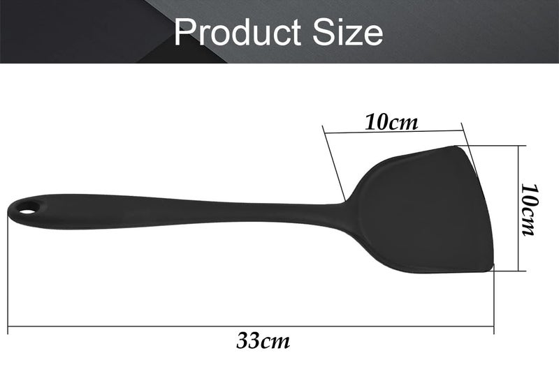 Baskety Silicone Wok Spatula Silicone Spatula Turner Non-Stick Silicone Spatula Flexible Egg Cookie Spatula Heat Resistant Kitchen Utensil for Nonstick Cookware Cooking Black Pack of 2 - Image 2