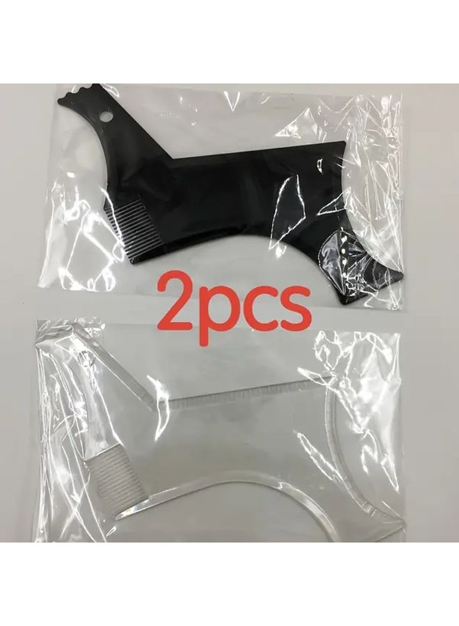Beard Styling Comb Black White 2pcs Beard Shaping Tool Lightweight - Image 1