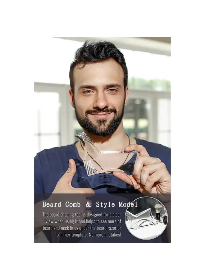 Beard Styling Comb Black White 2pcs Beard Shaping Tool Lightweight - Image 5
