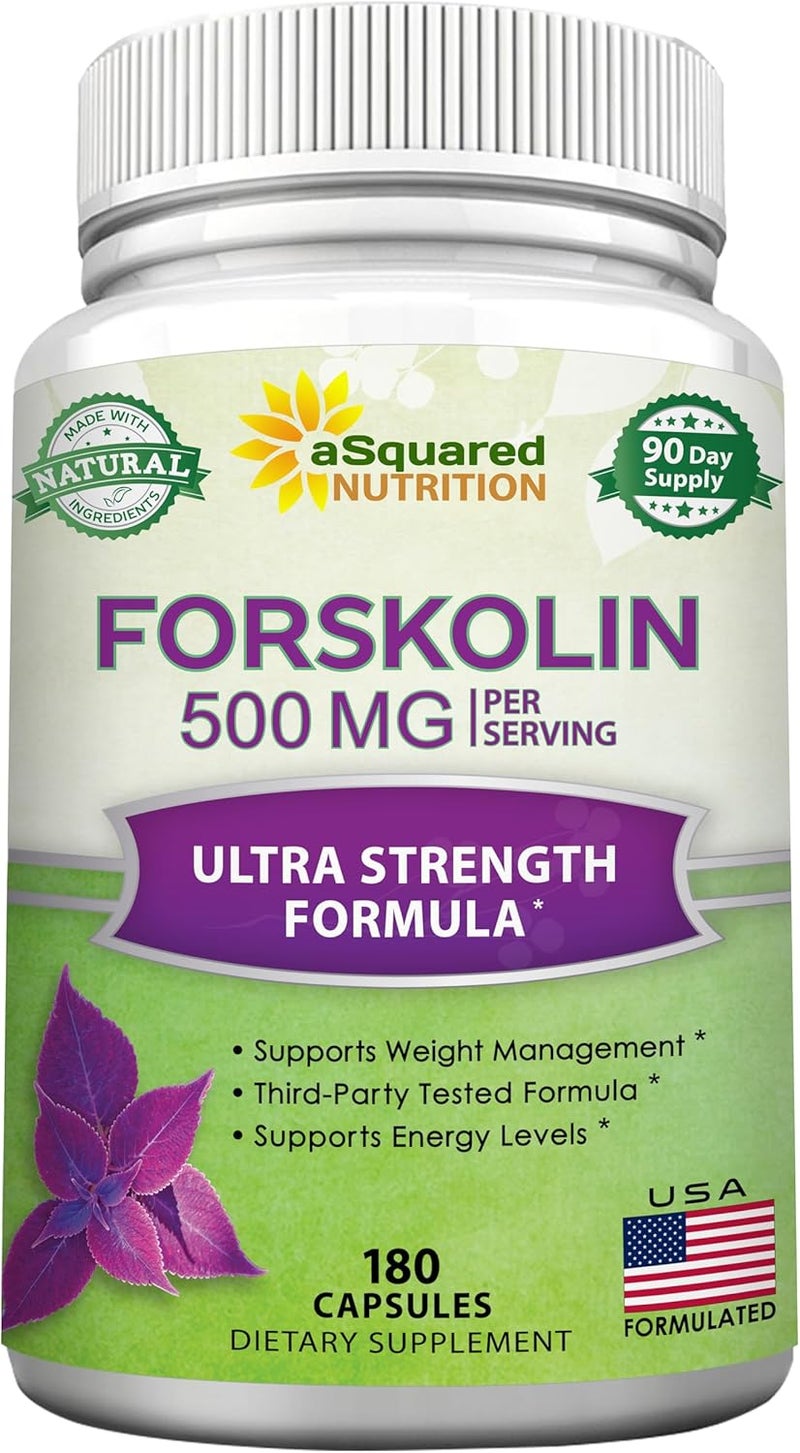 aSquared Nutrition Forskolin 500mg Max Strength180 CapsulesForskolin Supplement for Pure Weight Loss Fuel Coleus Forskohlii Root  Forskolin Diet Pills Belly Buster Fat Burner 2X Slim Trim Lose - Image 1