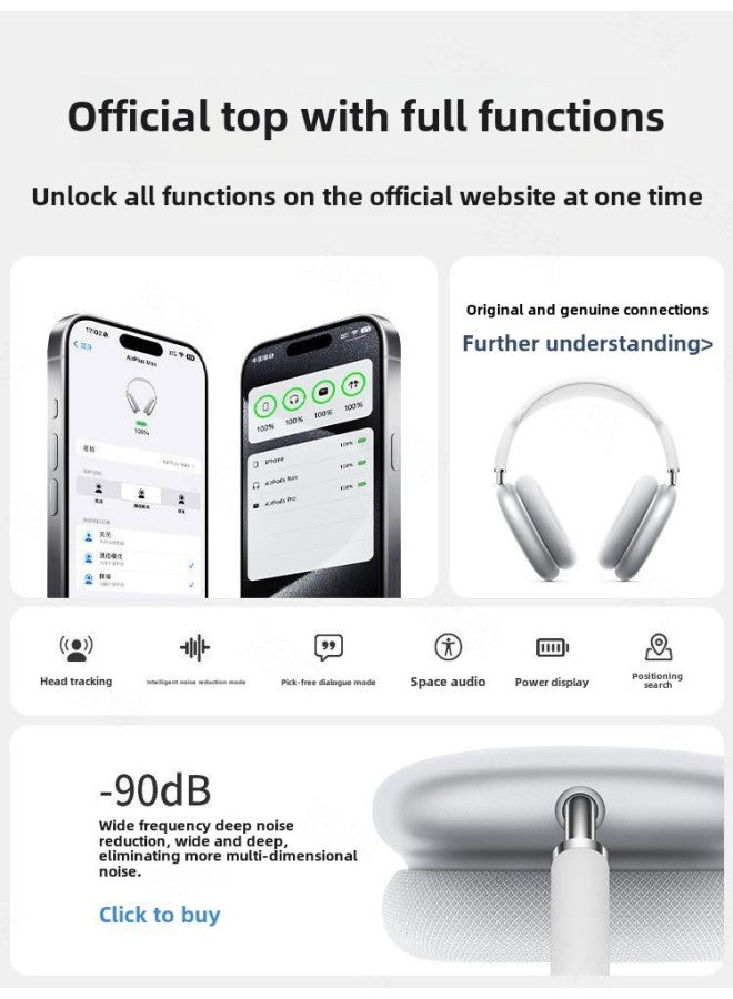 Huaqiang North 2024 IPhone15 Wireless Noise Reduction Sports Max Headset Bluetooth Headset For Apple/Fruit-Color:Silver | Ultimate Version  - Image 4