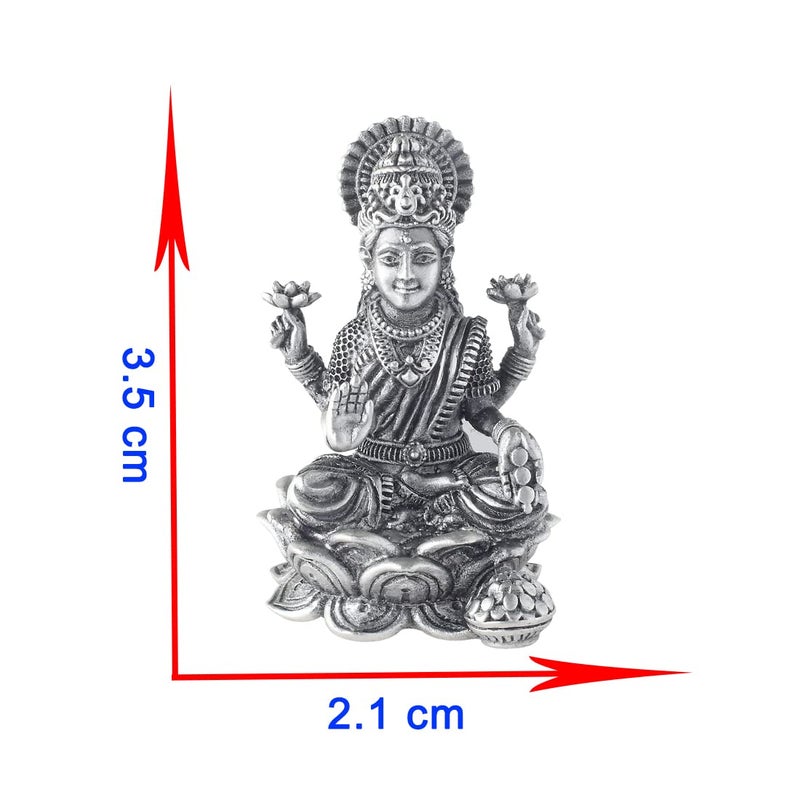 PRD CARATCAFE Silver Laxmi Murti for Car Dashboard Home Office Use Made in Pure 925 Solid Chandi Metal Idol of Maa Lakshmi Antique Gift Item for All Occasions Festivals - Image 4