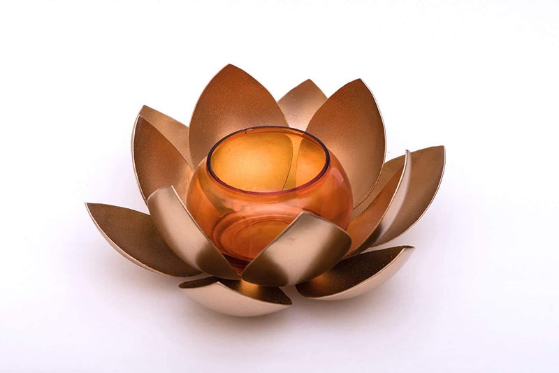 VIBGYOR Products Metal Glass Lotus Candle and TLight Holder Perfect for Home Decoration  - Image 2