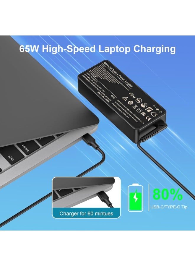 وايكيل شاحن لابتوب يو إس بي سي 65 وات، شاحن سريع عالمي من النوع سي متوافق مع أجهزة كروم بوك، لينوفو ثينك باد، إتش بي ديل أسوس أيسر سامسونج، محول طاقة ذكي محدث 2025 - Image 5