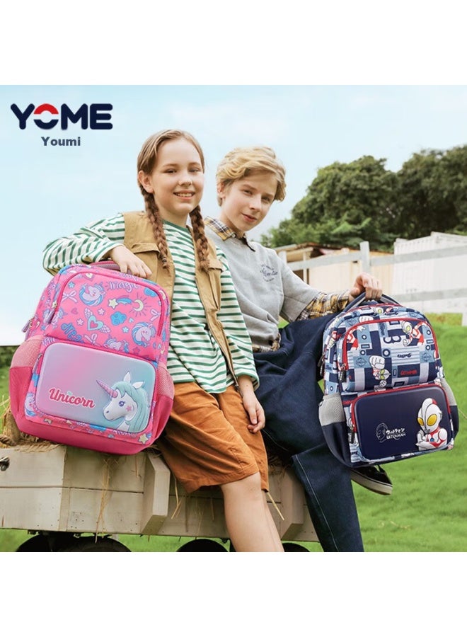 Yome Elementary School Backpack, Anime Cartoon Colorful Design, For Grades 1-4, Stress-relieving, For Boys And Girls, Children's Ultra-light Backpack, Navy Blue - Image 4
