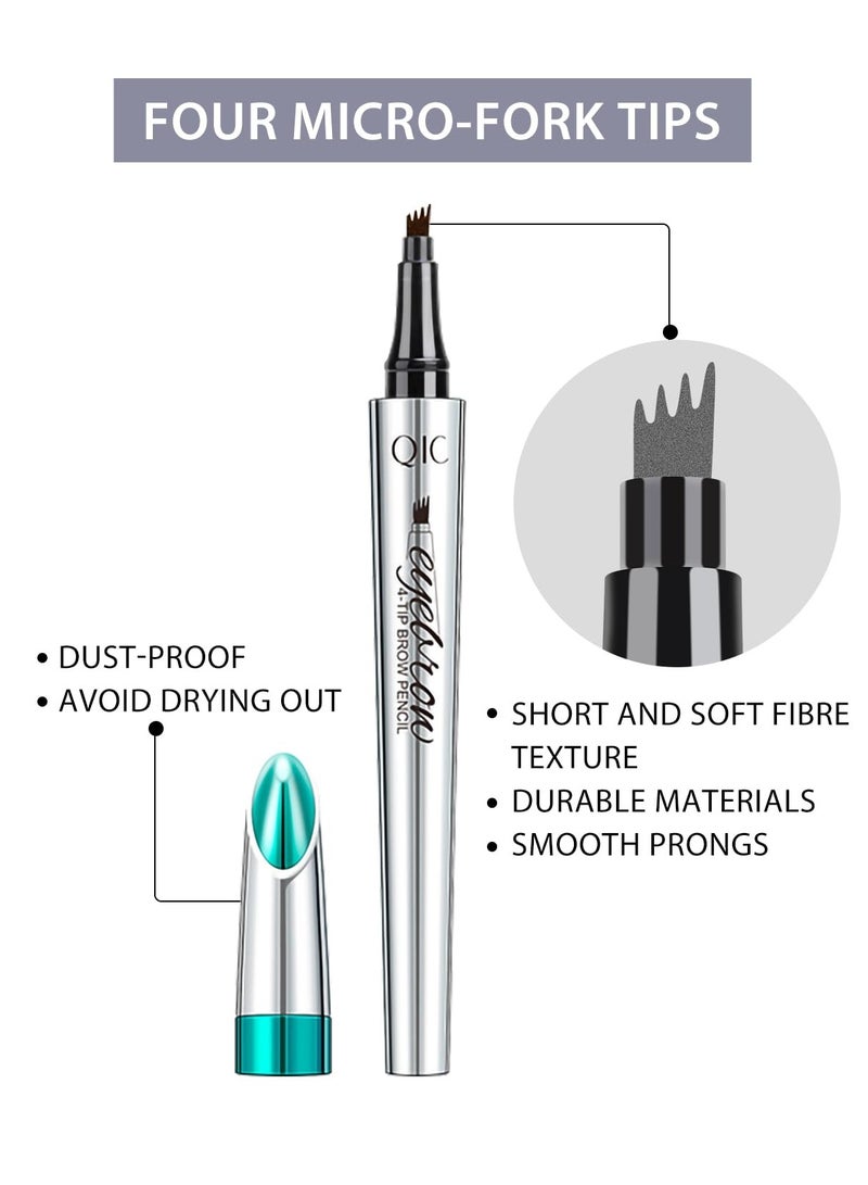 QIC Eyebrow Pencil Eyebrow Microblading Pen Eye Makeup Eyebrow Pen Micro 4 Tip Brow Pen Lift Eyebrow Microblading Pen Long Lasting Waterproof Natural Eyebrow Hair No.05 Smoky Gray - Image 2