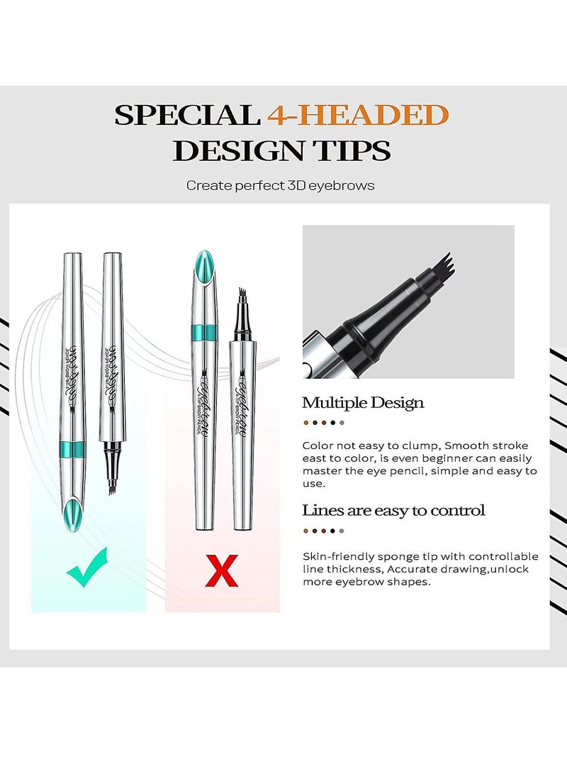 QIC Eyebrow Pencil Eyebrow Microblading Pen Eye Makeup Eyebrow Pen Micro 4 Tip Brow Pen Lift Eyebrow Microblading Pen Long Lasting Waterproof Natural Eyebrow Hair No.05 Smoky Gray - Image 4