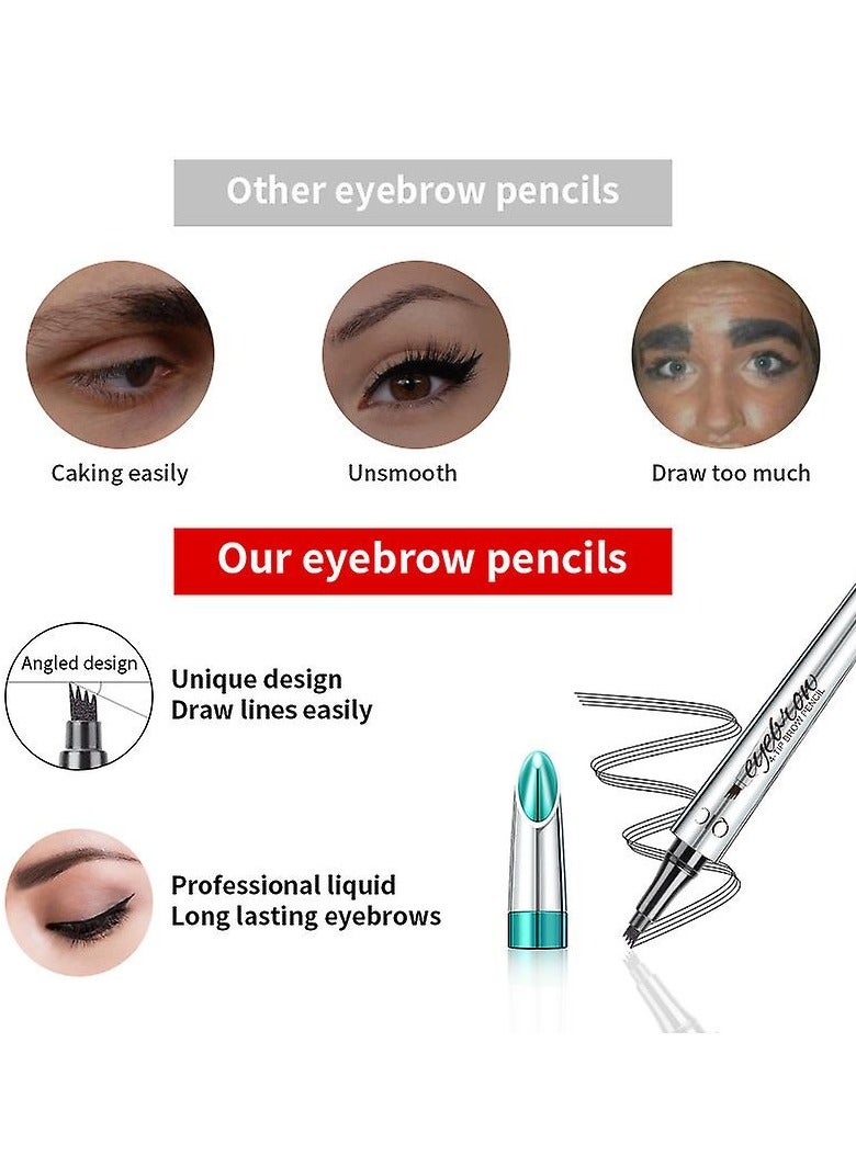 QIC Eyebrow Pencil Eyebrow Microblading Pen Eye Makeup Eyebrow Pen Micro 4 Tip Brow Pen Lift Eyebrow Microblading Pen Long Lasting Waterproof Natural Eyebrow Hair No.05 Smoky Gray - Image 5