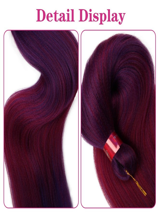 FAYETA Ombre Purple-Rose Red Braiding Hair Extension, 28 Inches Pre Stretched Braiding Hair for hair Braids,2 Packs Yaki Texture Synthetic Braid Hair - Image 3