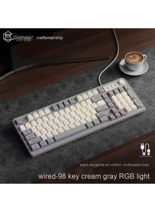 G98 Mechanical Keyboard and Mouse Set, Wired Silent Gaming Keyboard and Mouse for eSports