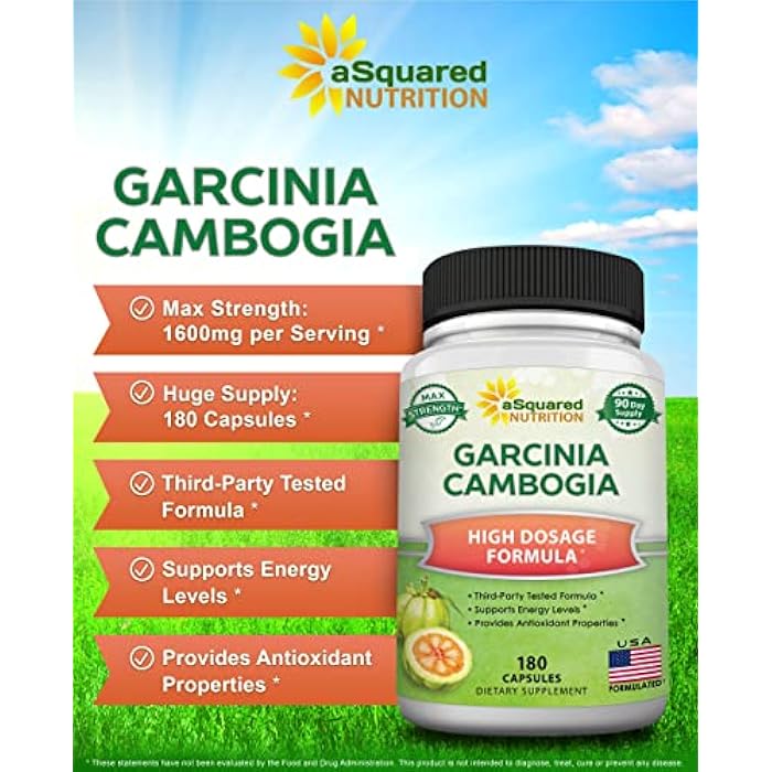 aSquared Nutrition Garcinia Cambogia 1600mg-180 Capsules-Natural Pure Extract Pills for Brain Health- Standardized Ultra HCA & Garcinia Cambogia Supplement Alternative to Gummies, Drops, Tea & Powder - Image 2